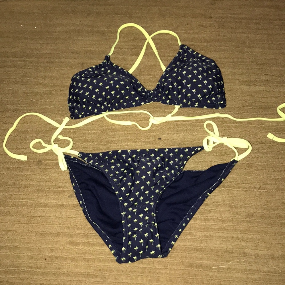 navy palm tree bikini